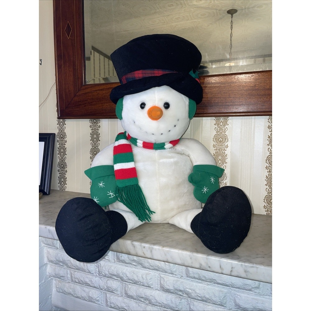 Large 28" Stuffed Snowman Top Hat Scarf Christmas Winter Holiday Fun Decorating